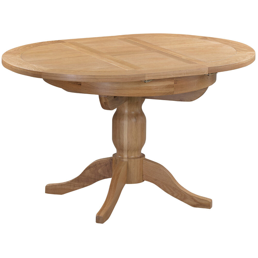 Newport Oak Round Butterfly Extending Dining Table